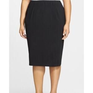 Eileen Fisher Black Stretch Ponte Knit Viscose Pencil Skirt Petite pp ptp